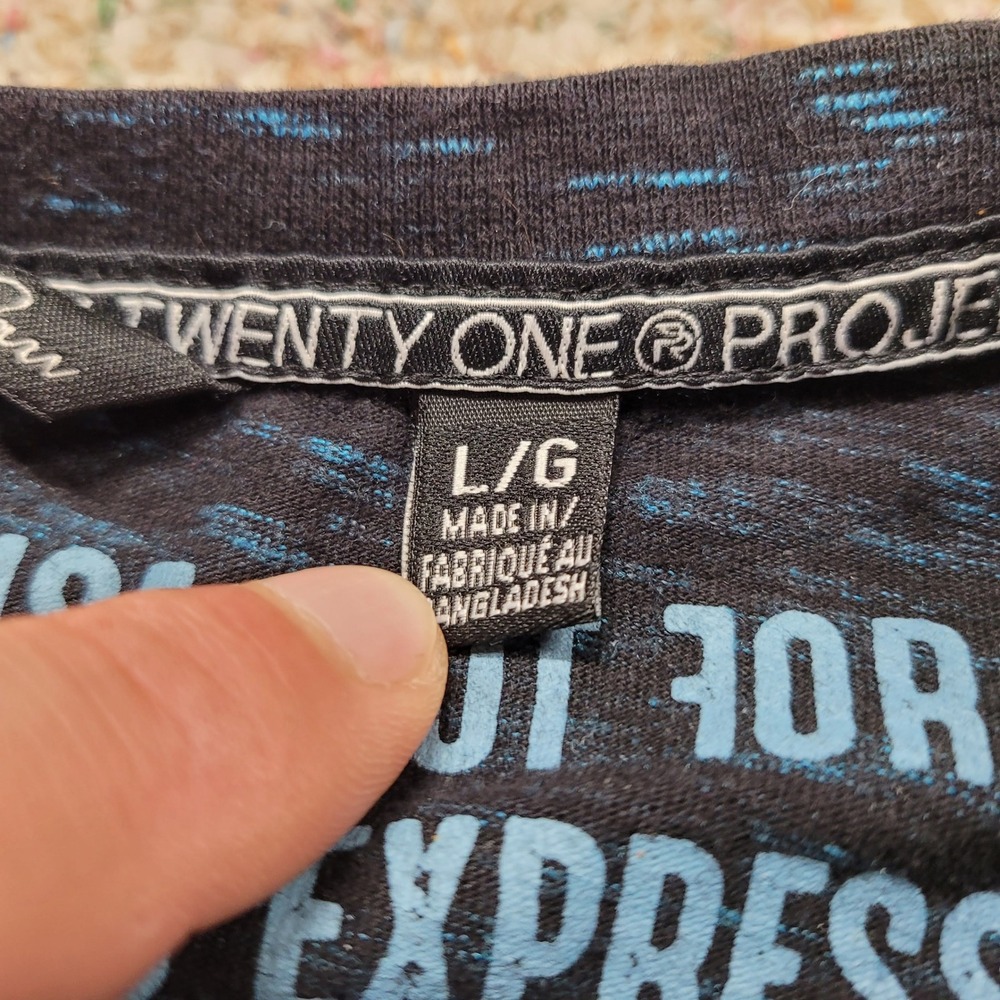 Projek Raw Shirt Mens Large Black Blue Space Dye Exploration Series Logo Graphic - Picture 3 of 15